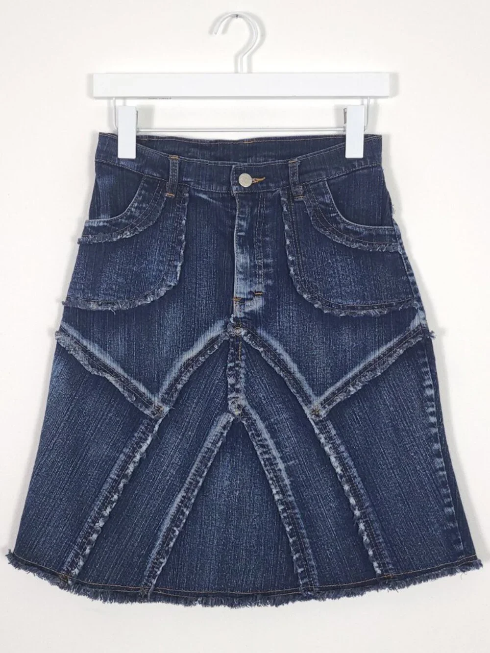 Retro Distressed Denim Mini Skirt